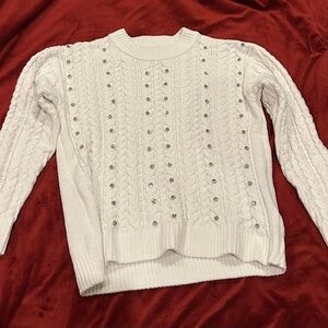 Cynthia Rowley White Sweater with Embellishments